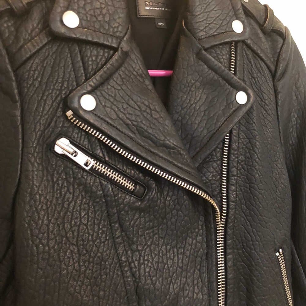 Black Pebbled Leather Motorcycle Jacket NWOT - Picture 7 of 8